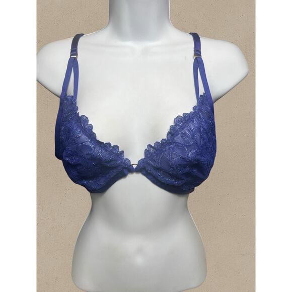 Savage X Fenty Royal Blue Sheer Lace Triangle Bralette Small | Wireless Festival - Picture 1 of 5